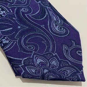 Tasso Elba "Mattio Paisley" 100% Silk Men's Tie Purple Luxury Classic NWT